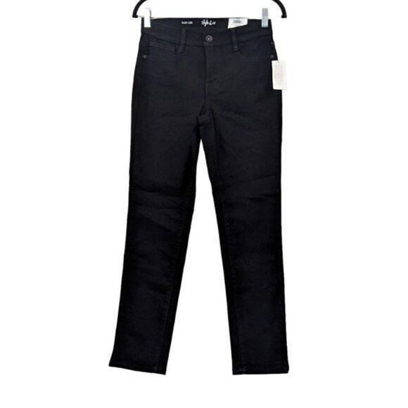 Style & Co Womens Size 2P Black Denim Slim Fit 5 Pocket Design Skinny Jeans - Picture 1 of 11